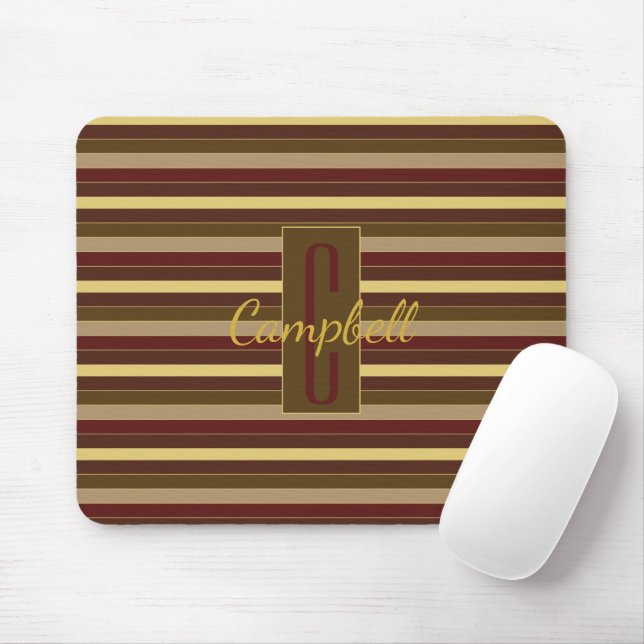 ELEGANTER CLASSIC GOLD BROWN RED STRIPES MONOGRAM MOUSEPAD (Mit Mouse)