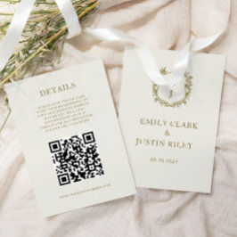Eleganter Classic Gold Wedding QR Code Details Begleitkarte