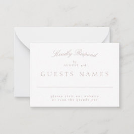 Eleganter Classic Pink Taupe Wedding QR CODE UAWG Mitteilungskarte
