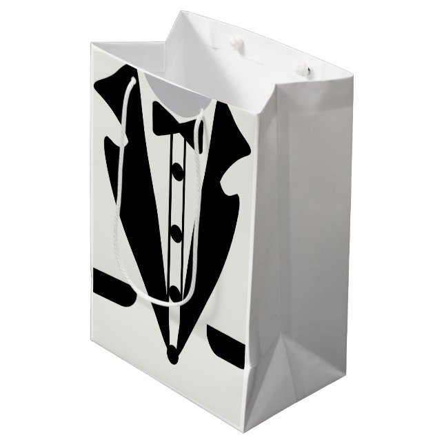 Eleganter Classic Tuxedo Bow Krawatte Abschluss Mittlere Geschenktüte (Vorderseite Schrägansicht)