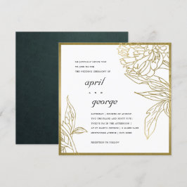 ELEGANTER CLASSY GOLD FOIL FLORAL WEDING INVITE DANKESKARTE