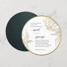 ELEGANTER CLASSY GOLD FOIL FLORAL WEDING INVITE DANKESKARTE