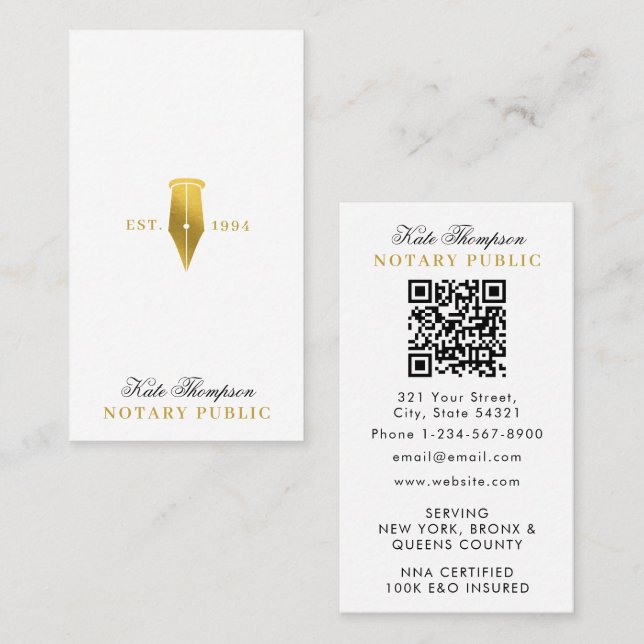 Eleganter Classy Notar-Unterschriftsagent QR-Code  Visitenkarte (Vorne/Hinten)