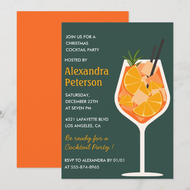 Eleganter Cocktail Cocktail Party Cocktail Modern Einladung (Vorne/Hinten)