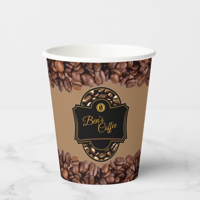 Eleganter Coffee Shop Custom Business Name Paper C Pappbecher (Vorderseite)
