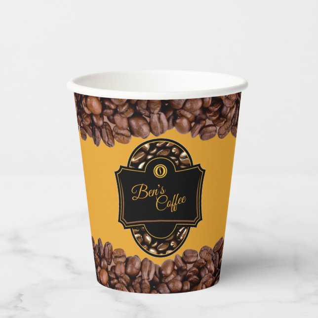 Eleganter Coffee Shop Custom Business Name Paper C Pappbecher (Vorderseite)