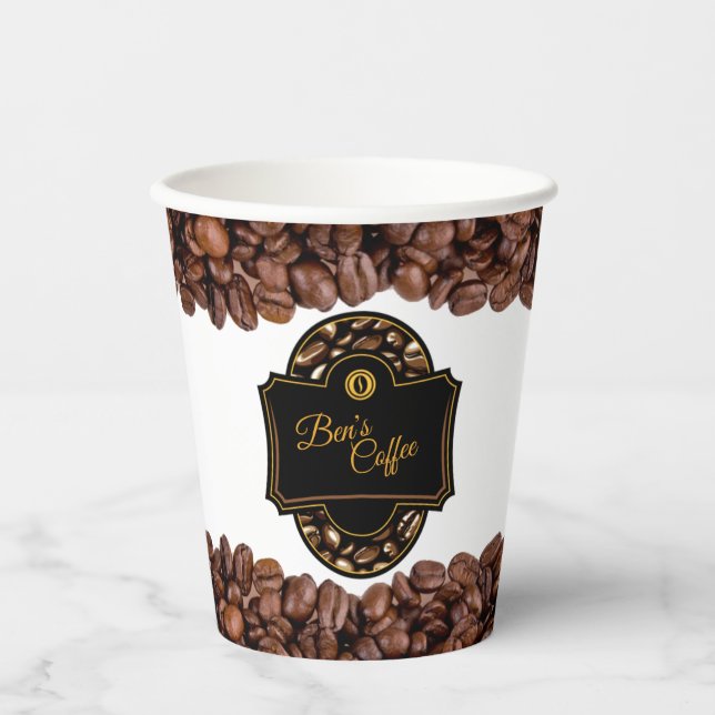 Eleganter Coffee Shop Kundenname Pappbecher (Vorderseite)
