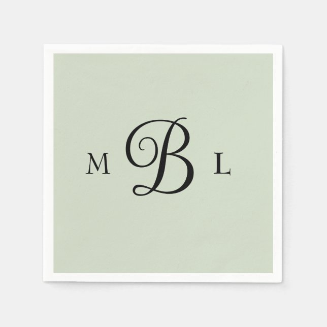 Eleganter Combo Schriftart Monogram Sage Wedding C Serviette (Vorderseite)