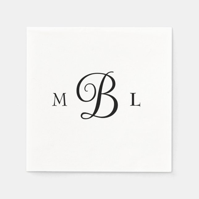 Eleganter Combo Schriftart Monogram Wedding Cockta Serviette (Vorderseite)