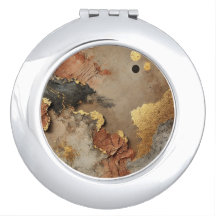 Eleganter Compact Mirror | Abstrakt Earthy Design 