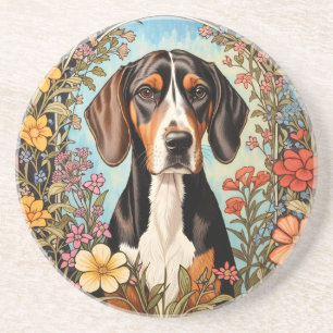 Eleganter Coonhound Bunte Blumen Getränkeuntersetzer