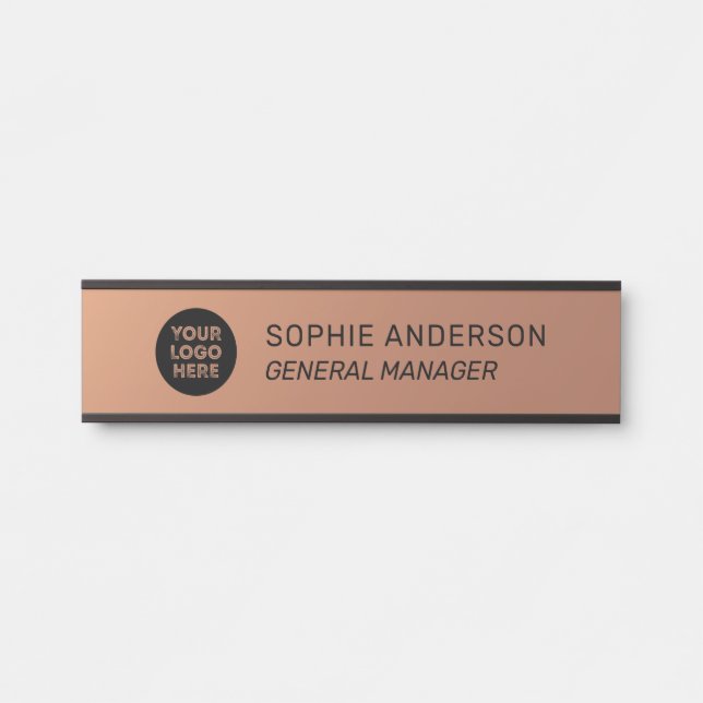 Eleganter Copper-Logo-Name Jobtitel Türschild (Vorderseite )