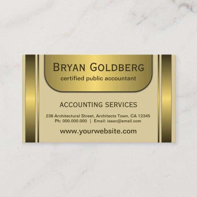Eleganter CPA-Buchhalter für Cream & Gold Plate Visitenkarte (Vorderseite)