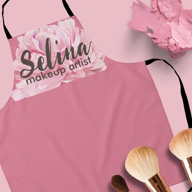 Eleganter Cream Blush Pink Bloral Makeup Artist Schürze (Von Creator hochgeladen)