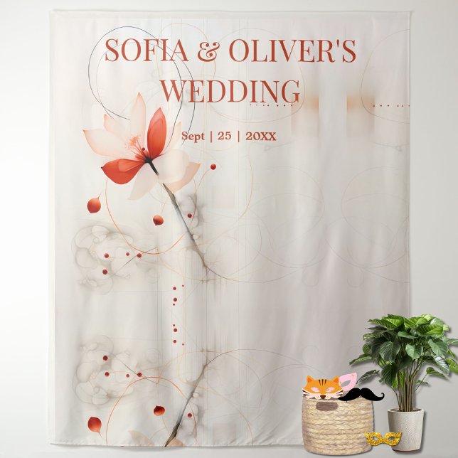 Eleganter Cream Red Poppies Wedding Foto Hintergru Wandteppich (Von Creator hochgeladen)