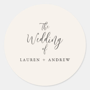 Eleganter Cream und Black Wedding Umschlag Aufkleb Runder Aufkleber
