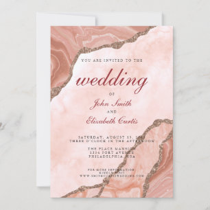 Eleganter Creme-Blush Achat Sanftes Rosa Gold Hoch Einladung