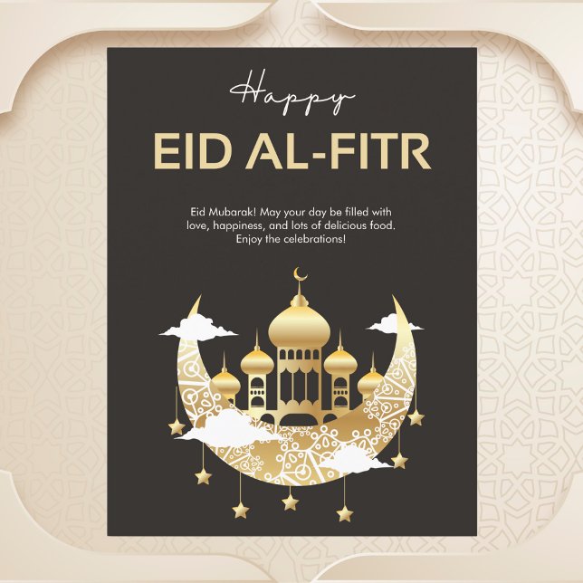 Eleganter Crescent und die Moschee Eid al-Fitr Postkarte (Von Creator hochgeladen)