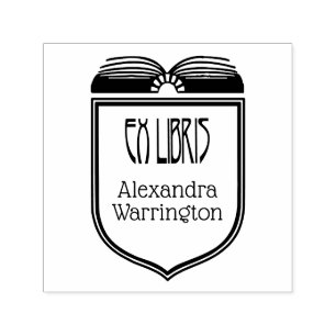 Eleganter Crest Ex Libris Buchname Prägestempel Permastempel
