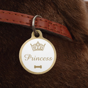 Eleganter Crown Gold Dog Bone Haustiermarke