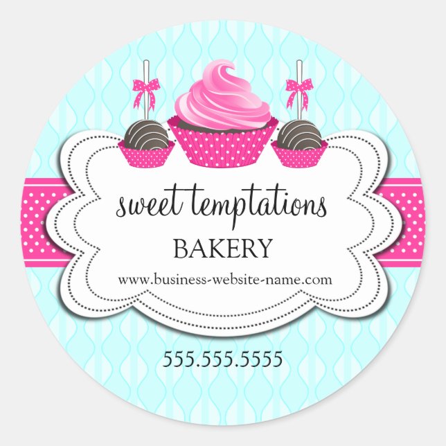 Eleganter Cupcake and Cake Pops Bäckerei Packaging Runder Aufkleber (Vorderseite)