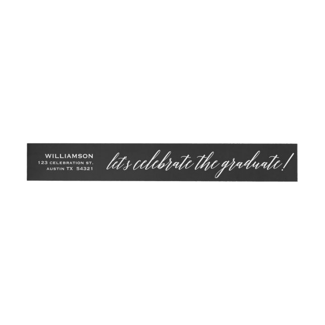 Eleganter Cursive feiern das graduierte Siegel Rundum-Adressaufkleber (Person)