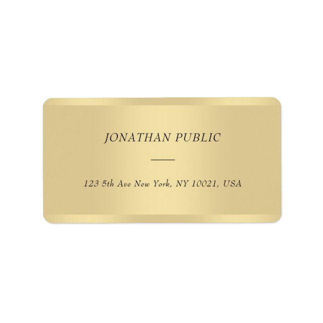 Eleganter Cursive Schriftart Name Gold Moderne Adr Adressaufkleber (Vorne)