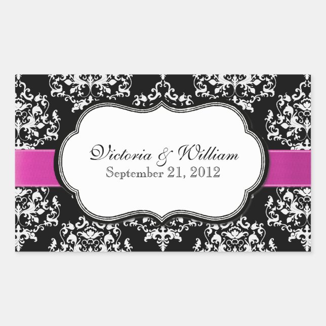 Eleganter Custom Damask Wedding Sticker (Vorderseite)