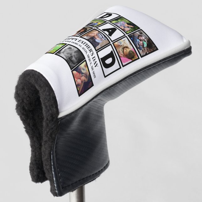 Eleganter Custom Happy Vathers Day 9 Foto Collage Golf Headcover (3/4 Vorderseite)