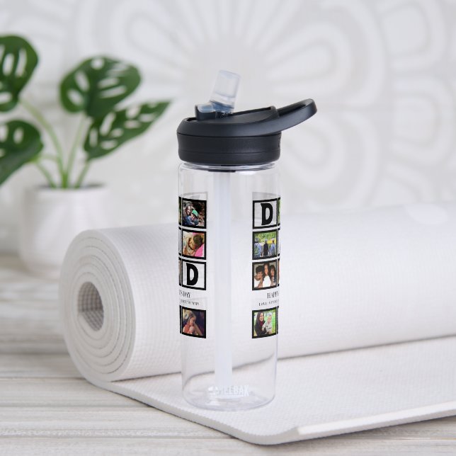 Eleganter Custom Happy Vathers Day 9 Foto Collage Trinkflasche (Yoga)