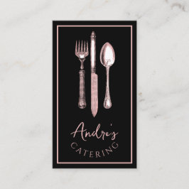 Eleganter Cutlery Logo Catering Schwarz Visitenkarte
