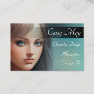 Eleganter Cyan Water Color Character Artist Visitenkarte