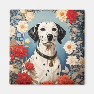 Eleganter Dalmatiner mit Dahlia-Blume Magnet