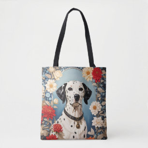 Eleganter Dalmatiner mit Dahlienblüten Tasche