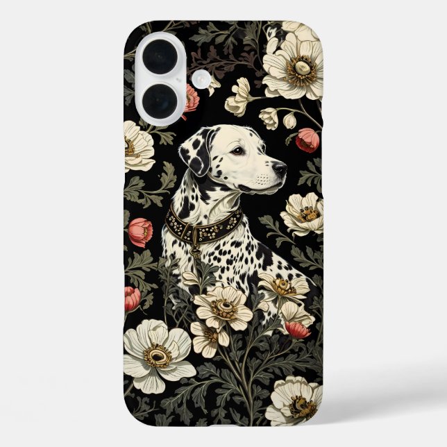 Eleganter Dalmatiner William Morris Inspiriert iPhone 16 Plus Hülle (Rückseite)