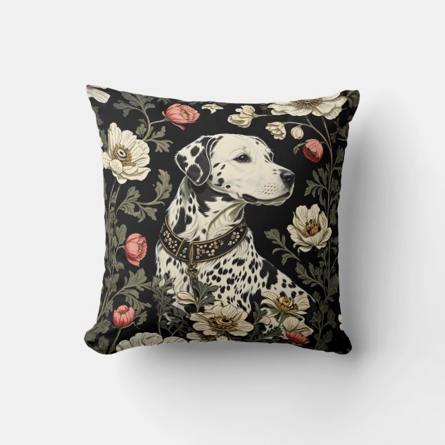 Eleganter Dalmatiner William Morris Inspiriert Kissen (Vorderseite)