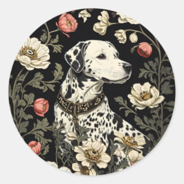 Eleganter Dalmatiner William Morris Inspiriert Runder Aufkleber