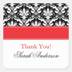 Eleganter Damask Muster Personalisierter Square St Quadratischer Aufkleber