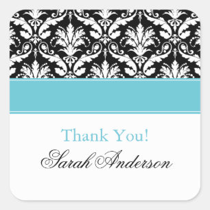 Eleganter Damask Muster Personalisierter Square St Quadratischer Aufkleber
