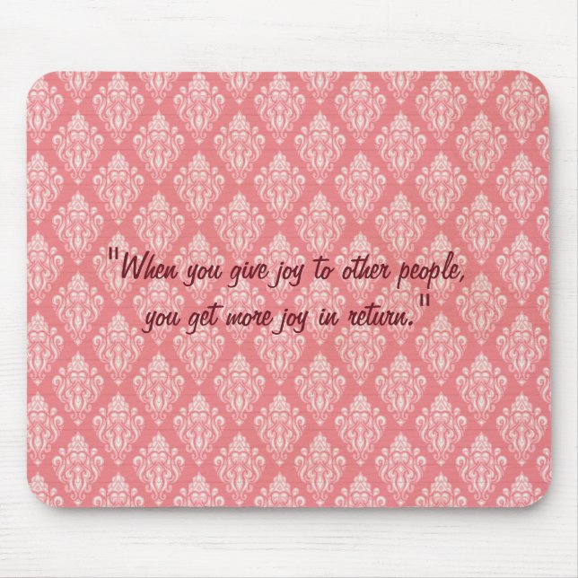 Eleganter Damask Pink Muster Mouse Pad Mousepad (Vorne)