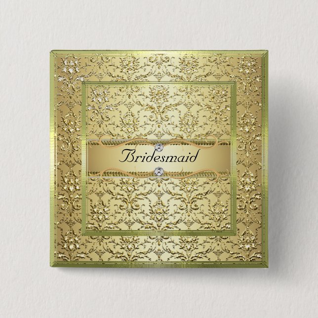 Eleganter Damast-Diamant-Brautjungfern-Knopf des Button (Vorderseite)