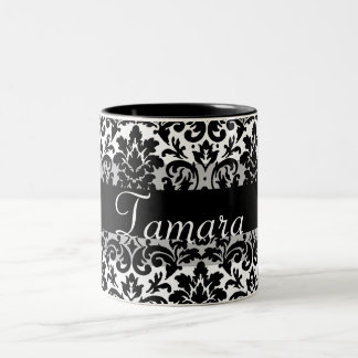 Eleganter Damast-Kalligraphieentwurf Zweifarbige Tasse
