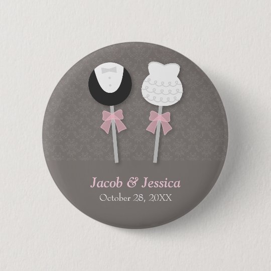 Eleganter Damast-Kuchen-Pop, der Gastgeschenke Runder Button 5,1 Cm