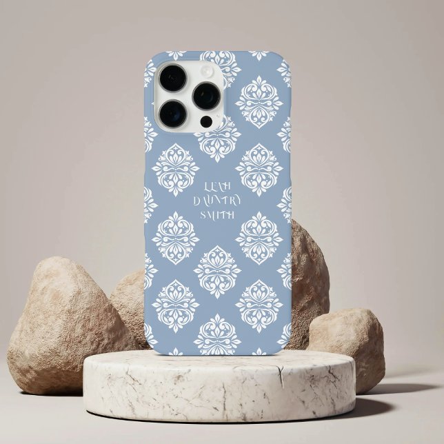 Eleganter Damast Regency Hellblau iPhone 16 Pro Max Hülle (Von Creator hochgeladen)