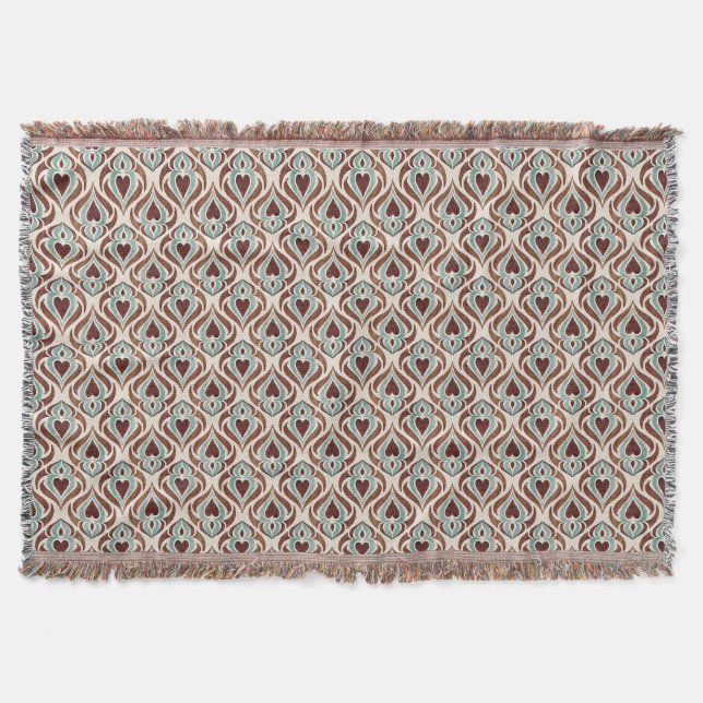 Eleganter Damast-Stil - aquamarin und braun Decke (Vorderseite)