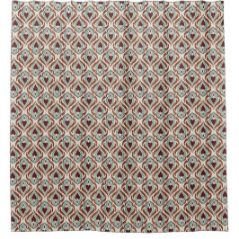 Eleganter Damast-Stil - aquamarin und braun Duschvorhang