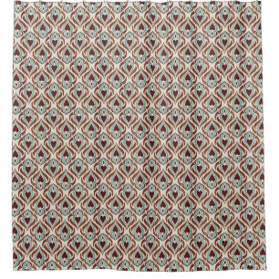 Eleganter Damast-Stil - aquamarin und braun Duschvorhang