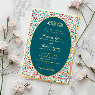 Eleganter Damast verzierter Mihrab muslimische Hoc Folieneinladung