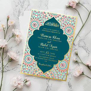 Eleganter Damast verzierter Mihrab muslimische Hoc Folieneinladung