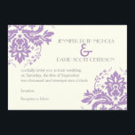 Eleganter Damastlavender, grau, Elfenbeinhochzeit Einladung<br><div class="desc">Eleganter Damask Motiv Lavendel lila,  grau,  Elfenbeinhochzeit Einladung. Modernes und dennoch klassisches Hochzeitsdesign mit Retro-Flair. Delikat,  mit dem eleganten Pariser Schriftart und einem Vintagen Gefühl,  perfekt für zeitgenössische oder traditionelle Hochzeiten zu jeder Jahreszeit: Frühling,  Sommer,  Herbst oder Winter.</div>